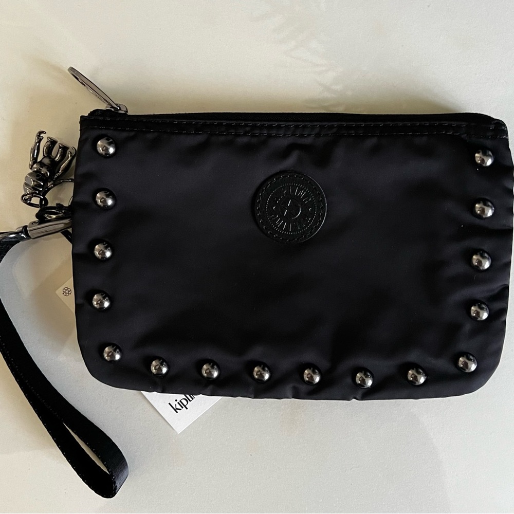 Kipling Black Studded Creativity Extra Large Wristlet NWT
